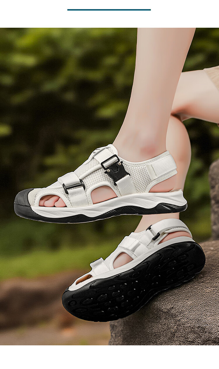 Warrior Men's Summer 2026 New Breathable Mesh Sandals Versatile Outdoor Closed-Toe Slippers Khaki Size 40 7
