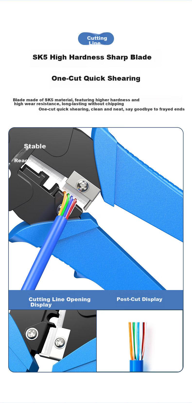 DOREWIN Cat7 Cat8 Network Cable Crimping Tool Set, V-shaped Clip RJ45 Punch Down Crimper for 5/6/7/8 Category Ethernet Connectors 5