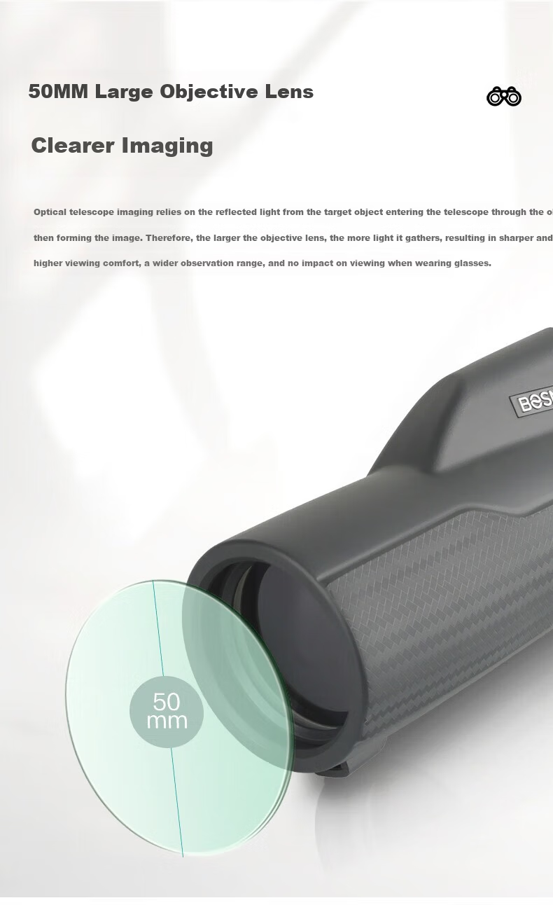 BOSMA Focus 10-20x50M Monocular Telescope High-Definition High-Power Low-Light Night Vision Outdoor Concert Travel Viewing 6
