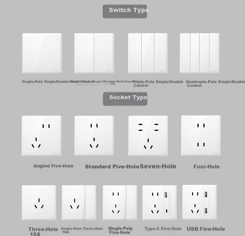DELIXI 86-Type Ultra-Thin Matte Large Panel 260 Galaxy Gray Single-Gang Single-Control Switch Socket Panel 31