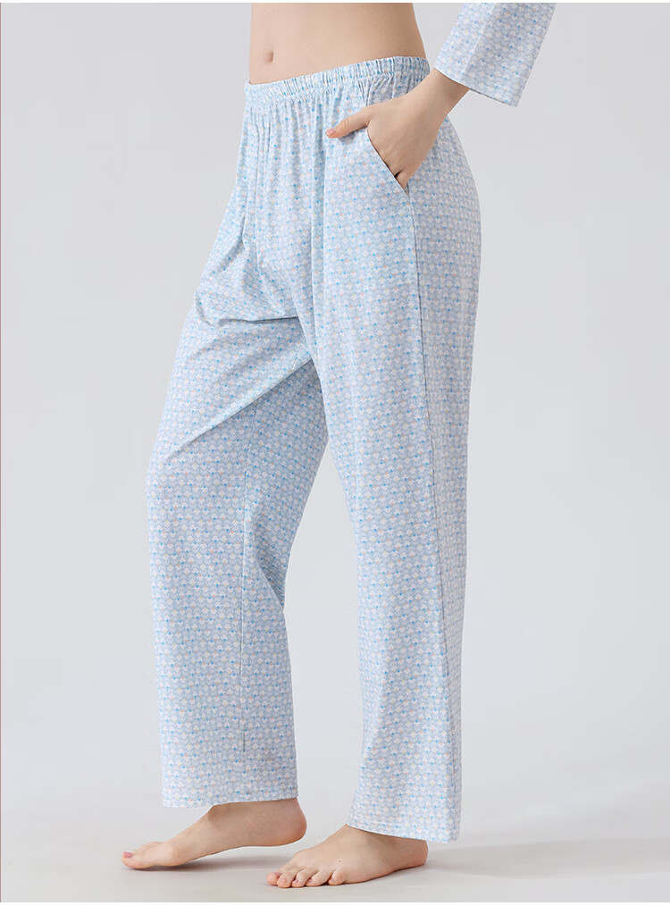 CHERISH LIFE Women's Sleep Pants A-Class Breathable Cotton Printed Casual Simple Home Long Pants 22