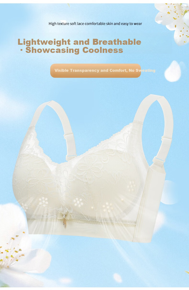 Mankejiao Wireless Push-Up Bra for Women, Minimizes Large Bust, Gathers Small Bust, Side Support, Anti-Sagging, Adjustable, Magnetic-Free, Lifting Bra 2