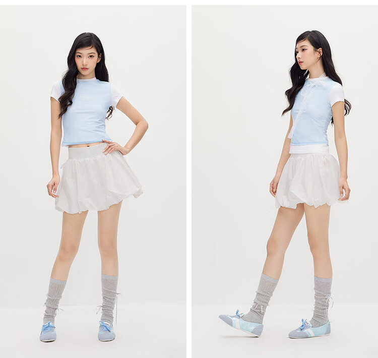 Semir Women's Summer Skirt Bowknot Cooling Sun Protection Versatile Outdoor Playful Bubble Hem Short Skirt 109326120004 16