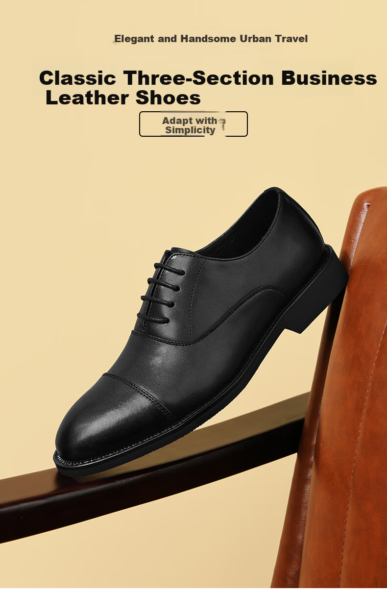 HLA Men's Business Formal Casual Comfortable Lightweight Lace-up Oxford Shoes HAAPXM2EAV106 Black Size 38 1