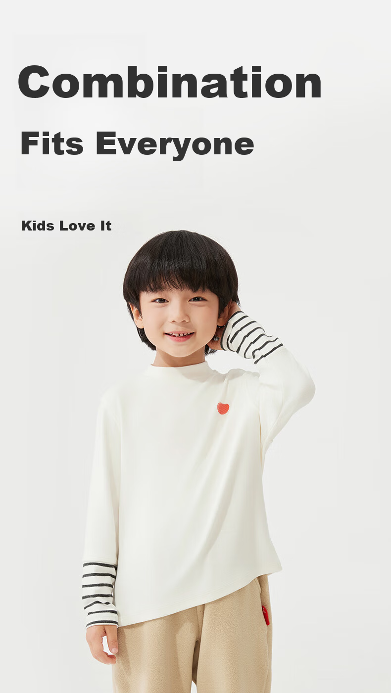 Xiaofanshupotatokids Children's Underwear, Striped Girls' Undershirt, Autumn And Winter Boys' Thermal Top, Autumn Undershirt 4