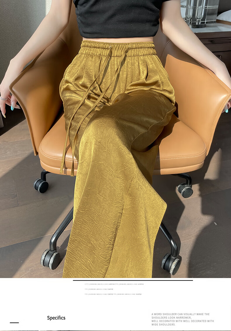 Xueqiman Acetate Satin Chinese Style Wide-Leg Pants 2026 Women's New Cool Draped Slim Casual Trousers 25