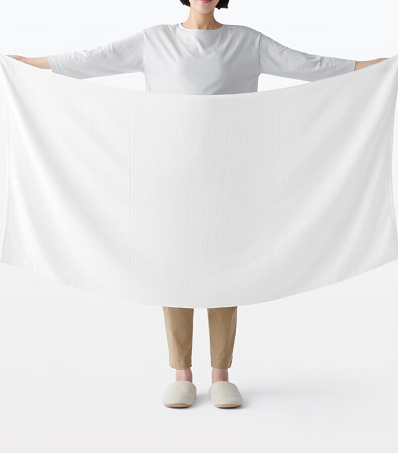 MUJI Cotton Plush Soft Large Bath Towel Pure Cotton Grey 80×160cm 1