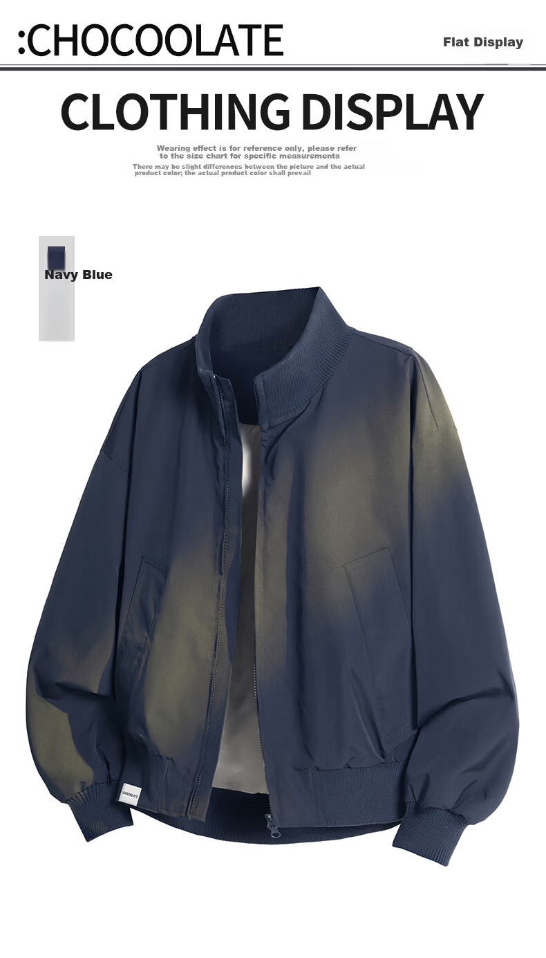 :CHOCOOLATE IT Commuter Loose Fit Jacket Men's Spring New American High Street Executive Casual Coat Navy Blue 2XL 6