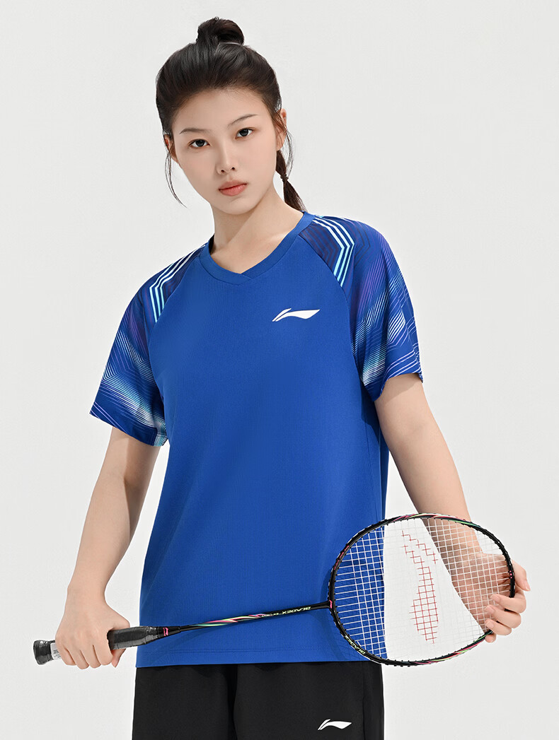 LI-NING Badminton Shirt Unisex Competition Short Sleeve T-Shirt Training Sportswear Black XL 4