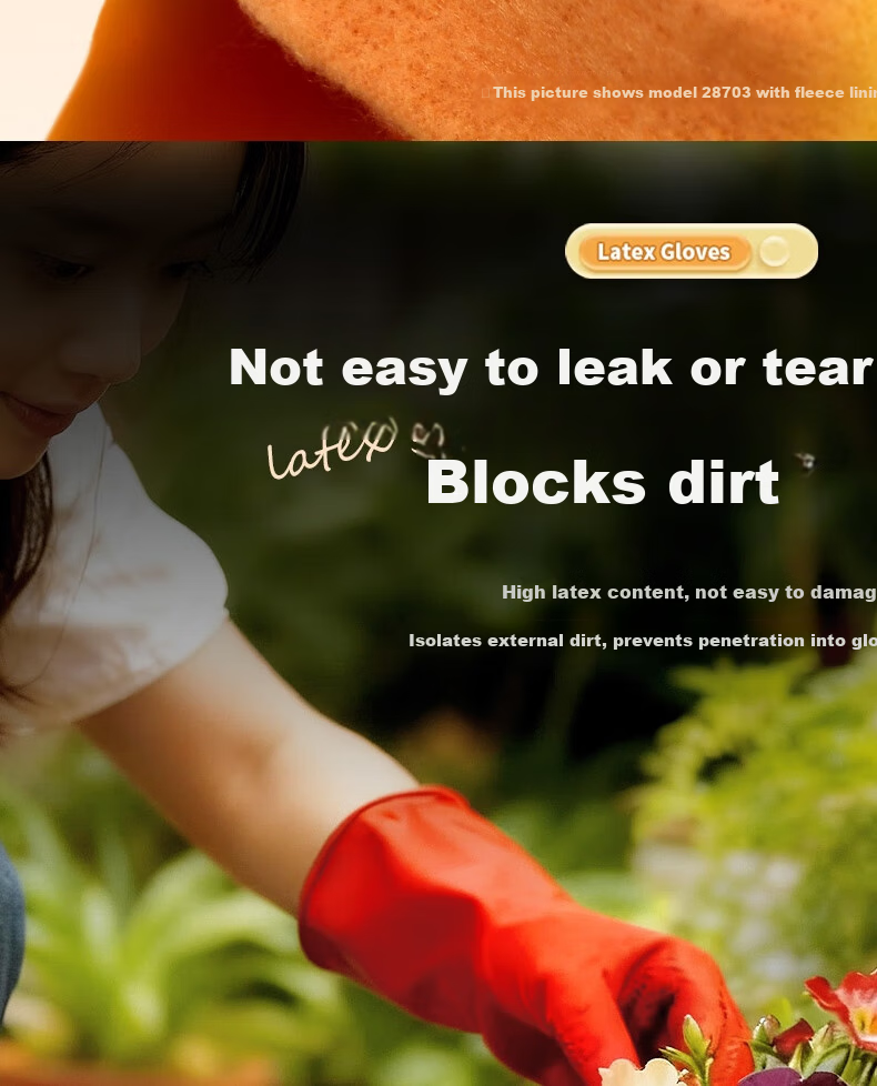 Ansairui Latex Cleaning Gloves, Cleaning Protective Rubber Gloves, Length 30cm, 1 Pair, 28702 10