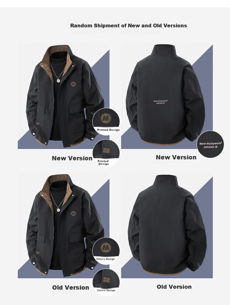 TUCANO Men's Spring Autumn Loose Jacket Stand Collar Casual Retro Workwear Black XL 12