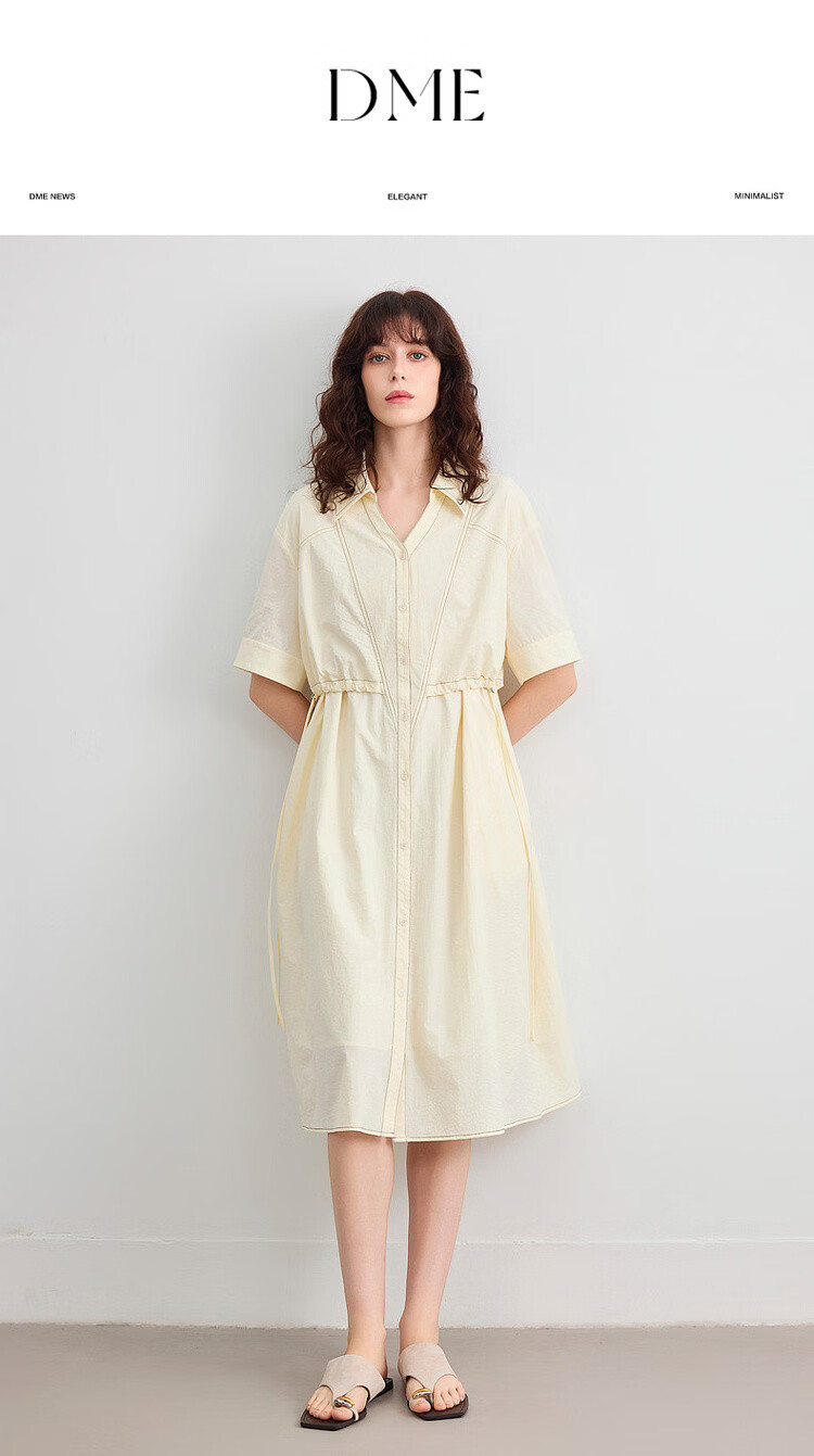 Demana Quick-Dry Sun Protection Series Summer Lightweight Outdoor V-Neck Short Sleeve Loose Casual Mid-Length Dress for Women 1