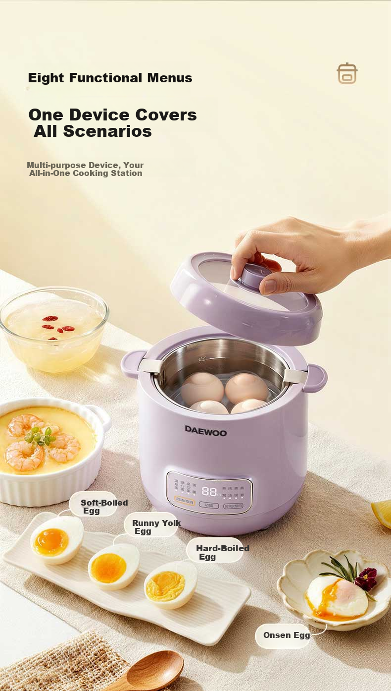 DAEWOO Electric Egg Cooker Steamer Smart Timer Auto Power Off Stainless Steel Inner Pot DZ06 13