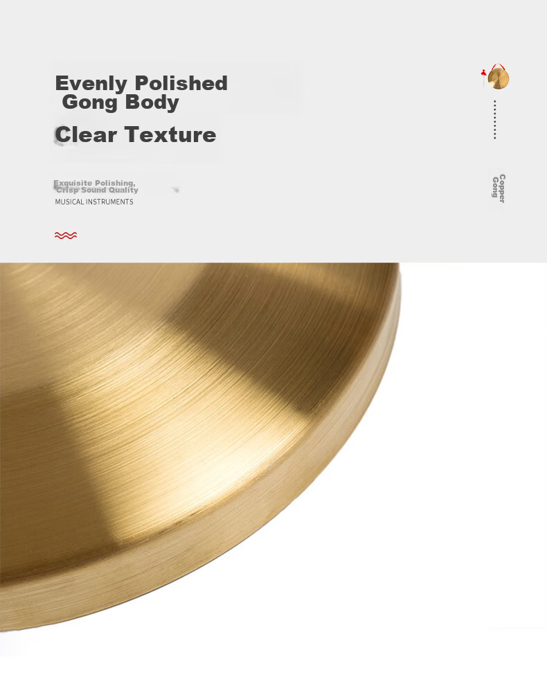 Xiangsiniao, Three-Sentence Gong Copper Gong Musical Instrument, Drum, Gong, Large Gong, Hand Gong, Large Su Gong, Small Gong, 32cm 6