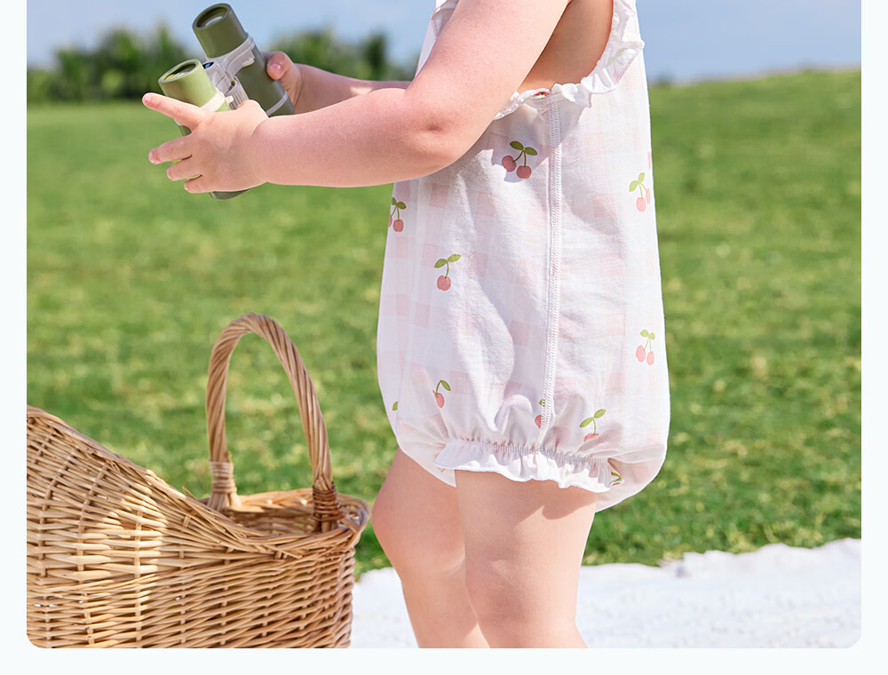 Betis Infant Romper Cute Triangle Summer Thin Modal Flutter Sleeve Bodysuit for Baby Girls 25