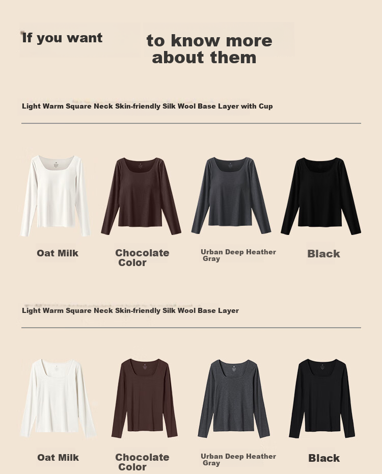 Ubras Liu Wen's Style Thermal Underwear for Women, Silk Blend with Wool Base Layer, Inner Wear, Autumn Top 9