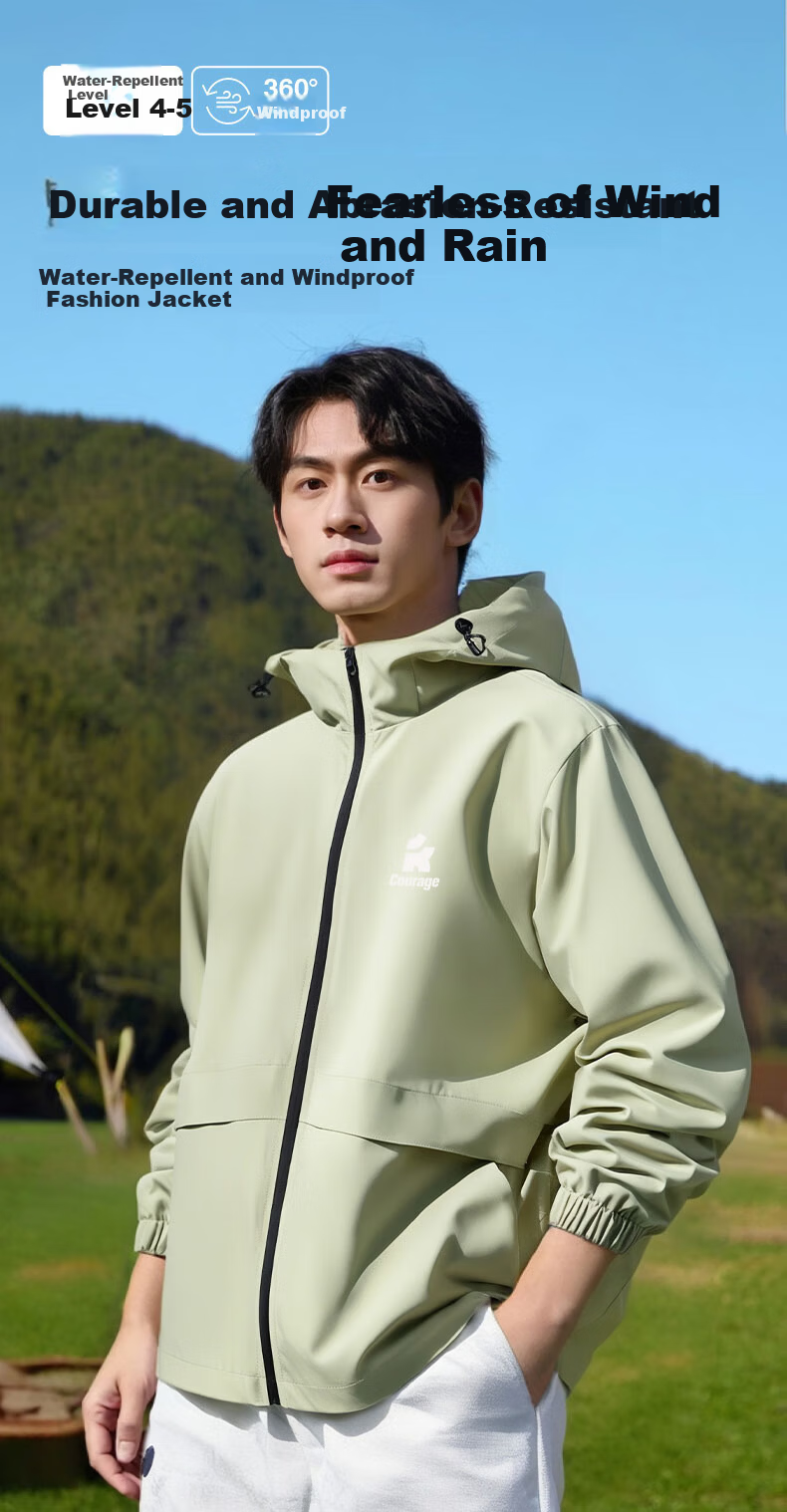 Baleno Men's Autumn Outdoor Windproof Waterproof Durable Sports Casual Hooded Jacket 2