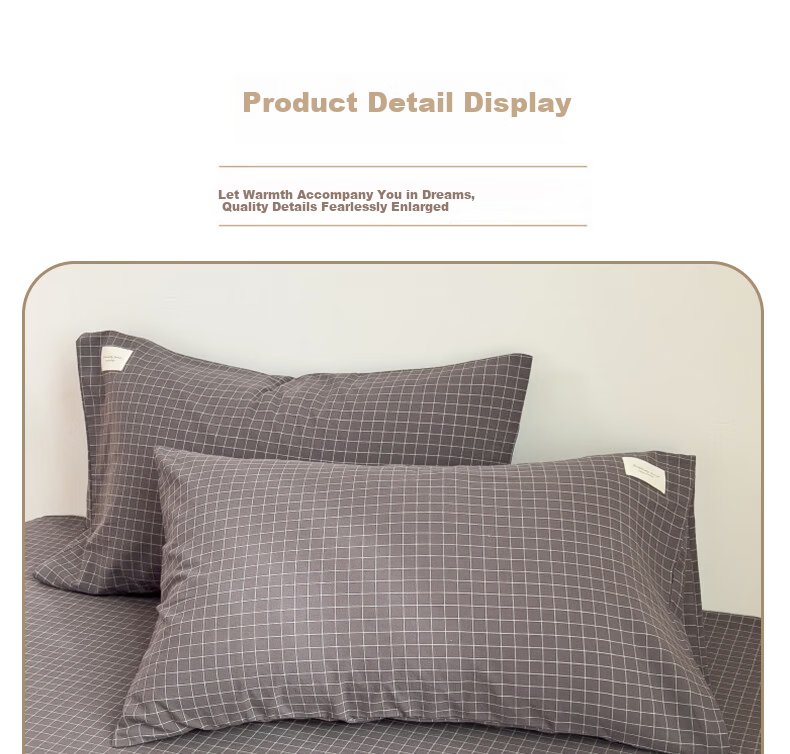 Hongdou 10A Antibacterial 4-Piece Bedding Set for 1.5/1.8m Bed Thickened Double Duvet Cover Simple Bed Sheet Pillowcase 200x230cm Small Plaid 5
