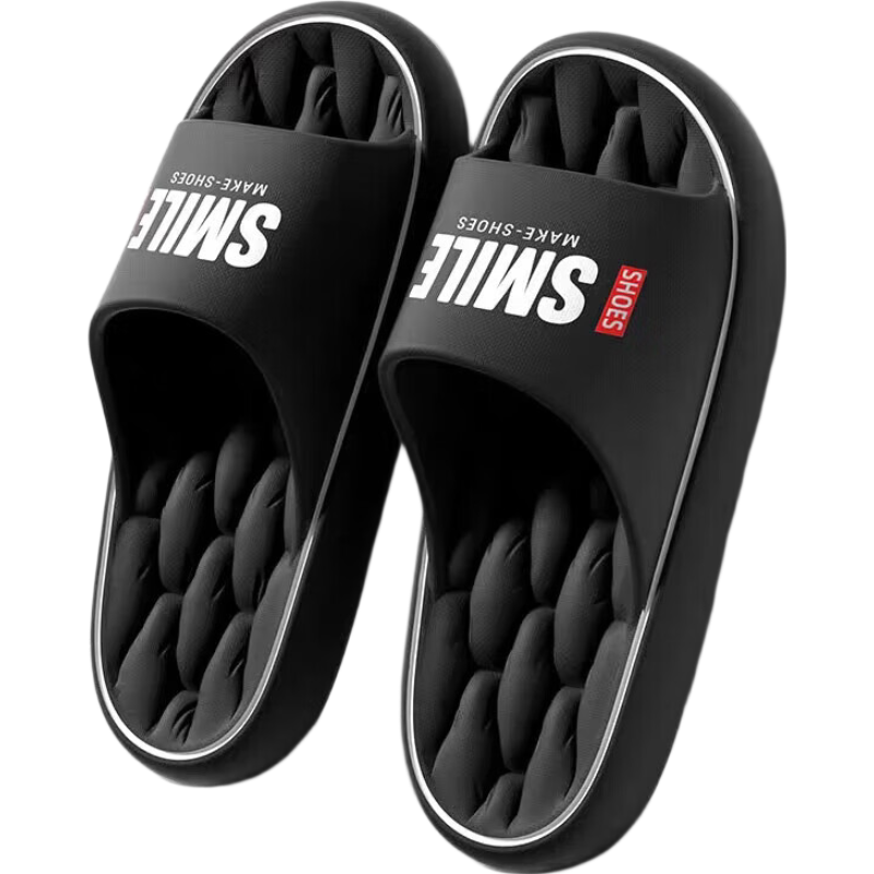 Seven-Color Spun Men's Soft Elastic Slippers Outdoor Non-Slip EVA Home Bathroom Shower Sandals Black Size 40-41