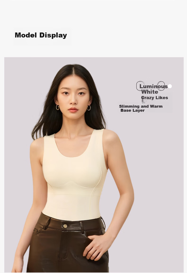 Herbal Original Padded Thermal Vest for Women Autumn Winter Double-Sided Fleece Slim Fit Outerwear Base Layer Shirt 13