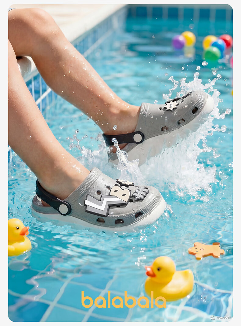 BALABALA Kids Summer EVA Clogs Boys Girls Closed-Toe Outdoor Sports Soft Sole Beach Shoes for Children 6