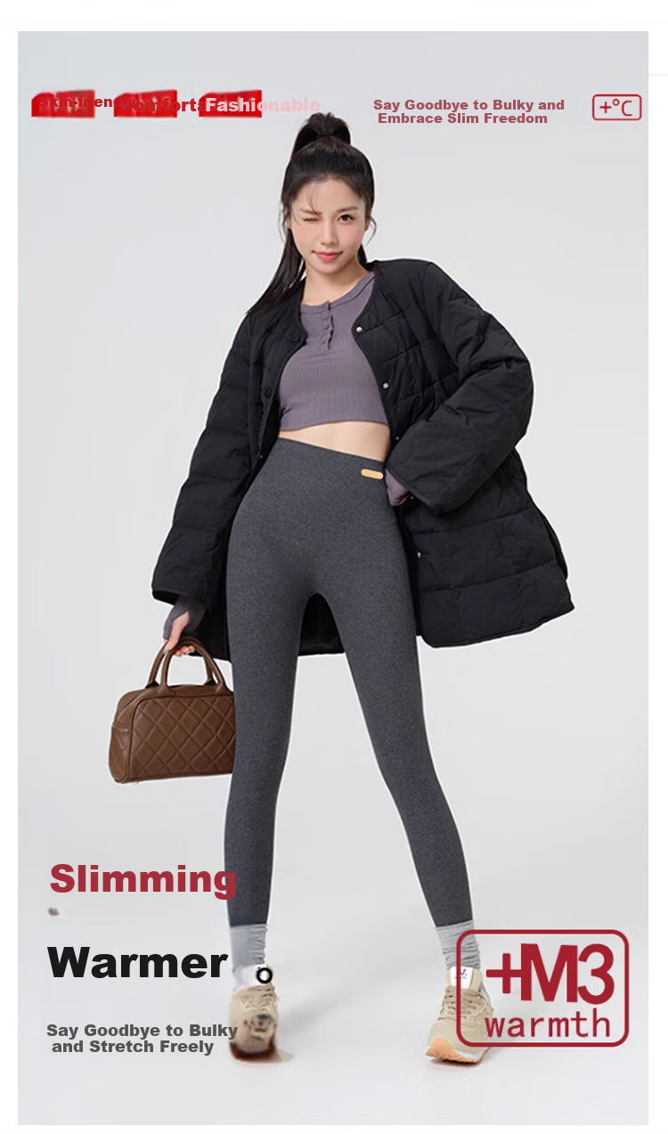 Langsha Women's Ribbed Sharkskin Leggings Thickened Fleece Silk Cashmere Koala Velvet Thermal Cotton Pants for Autumn and Winter 1