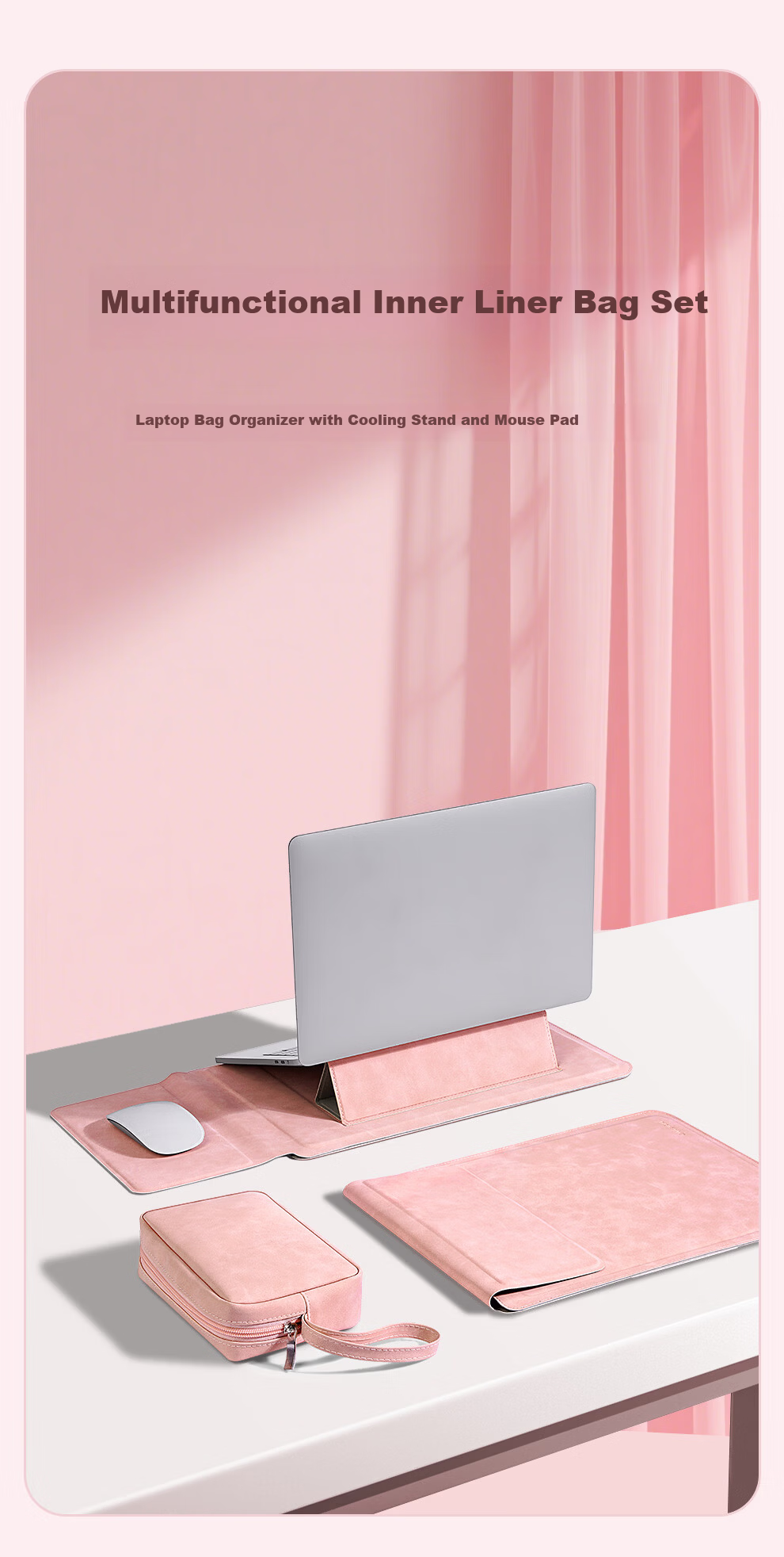 Jichuan Laptop Bag 13.3 Inch Notebook Sleeve Digital Storage Bag for Women Compatible with Apple MacBook Air/Neo Protective Case with Stand 1