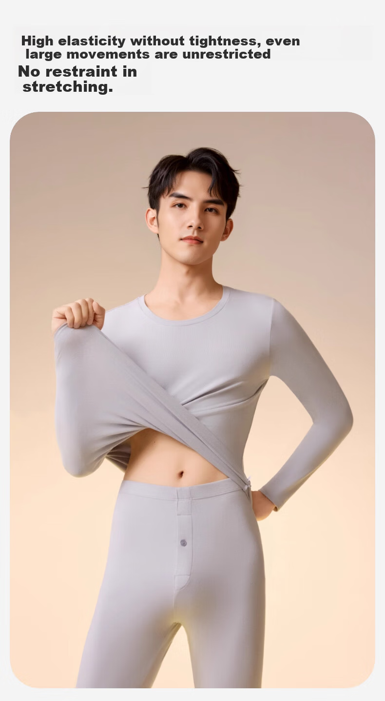 BOPRUIEY Men's Thermal Underwear 10A Antibacterial Breathable Single Top Goose Down Camellia Oil Moisturizing Warm Heating Men's Base Shirt 10