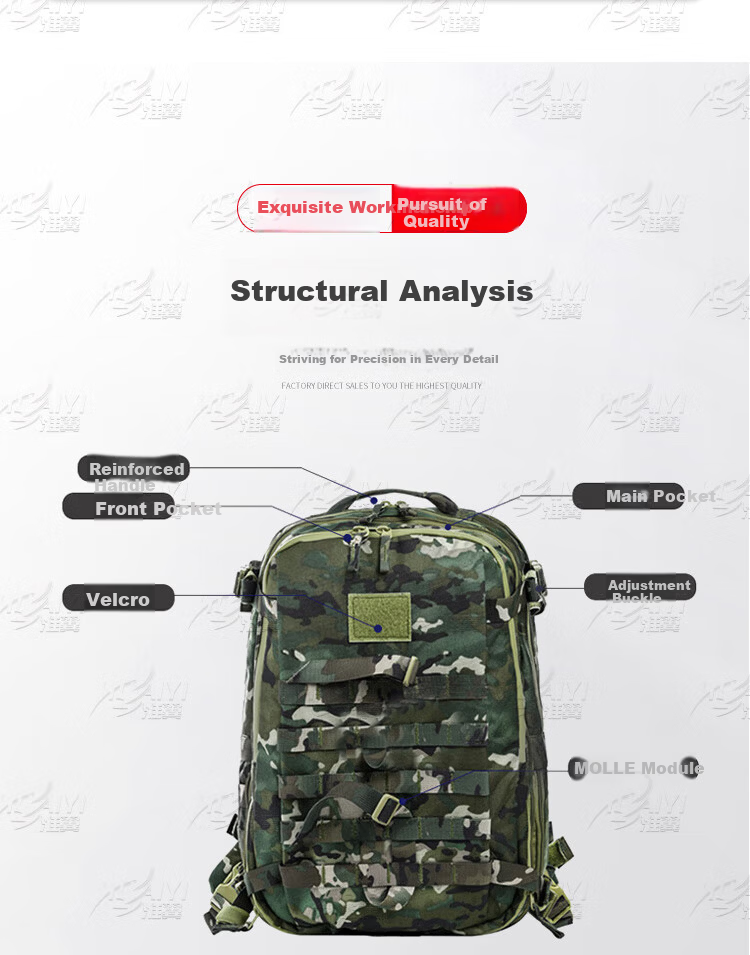 Huaiyi Camouflage Assault Backpack Outdoor Tactical Double Shoulder Training Mountaineering Bag Jungle Starry Sky [Jing Warehouse] 4