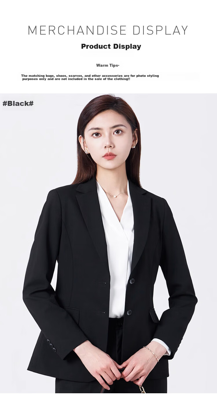 ROMON Women's Professional Blazer Simple Elegant Business Commuter Versatile Suit Jacket High-End Feel 5