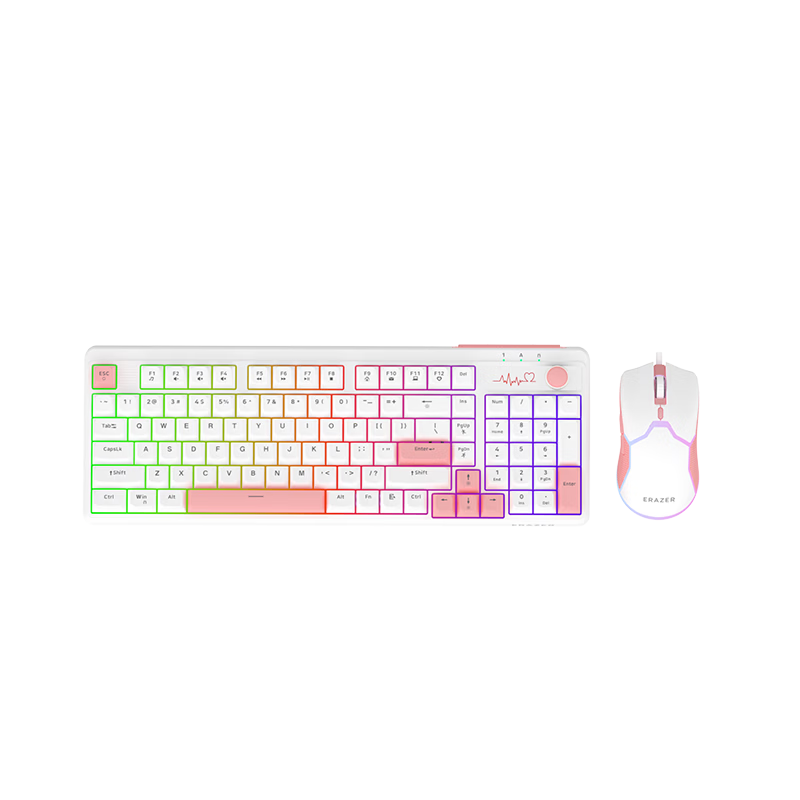 Lenovo Ecosystem Brand Yinen 98-Key Rainbow Backlit Ergonomic 4-Level DPI Office Business Plug and Play Keyboard and Mouse Set Female Gift High Aesthetic KM82 Yunqi Smoky Red