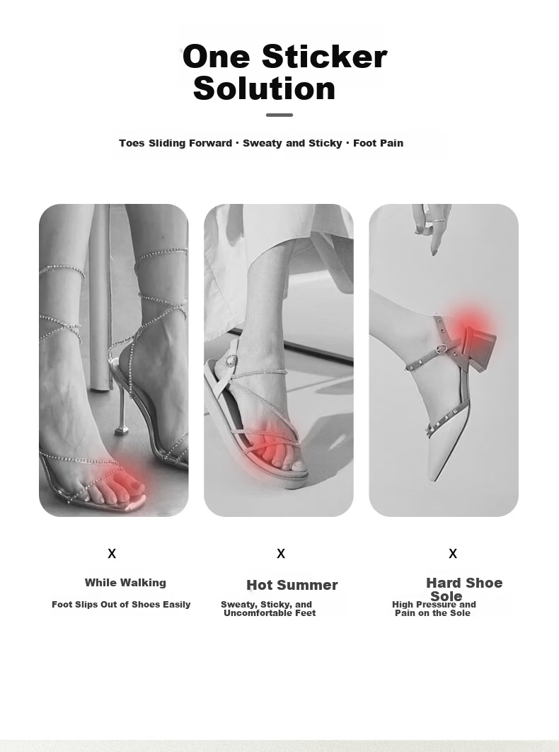 FOOTOPPO Summer Anti-Slip Sweat-Absorbing Self-Adhesive Soft Forefoot Insoles for Sandals, Seven-Point Insoles, High Heels, Long Standing 2