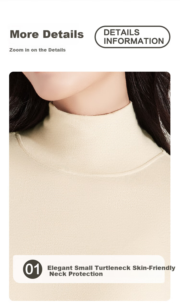 Hongdou 7A Antibacterial Deodorant Mite-Resistant Autumn Solid Color Versatile High Neck Women's Base Layer Shirt 8
