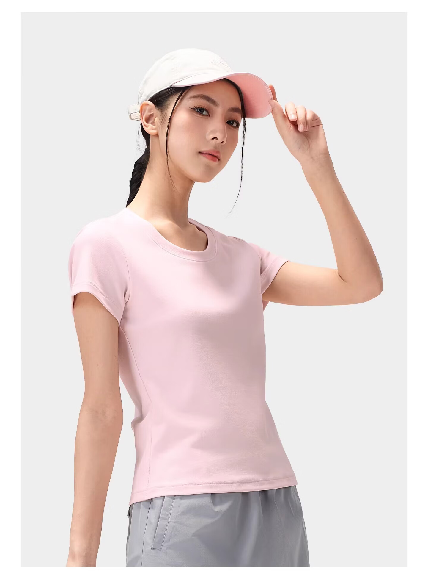 CAMEL Outdoor Casual Women's Shoulder T-Shirt 26 Spring Summer Breathable Stretch Slim Cotton Sports Tee K092 24