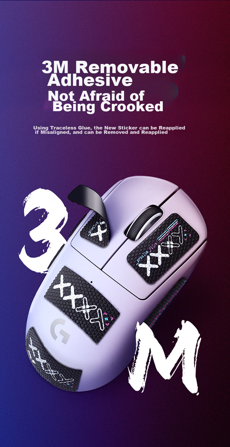 BUBM Gpww Logitech Mouse Anti-Slip Sticker, Dog Shit King First Generation Sticker, Sweat-Absorbing Anti-Slip Gaming Mouse Pad, Smooth And Wear-Resistant Accessory, GPW1 Pink Snowflake Patter 6