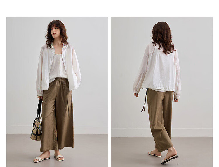 Demana [With Linen Cotton] Summer Vintage Side Tie Nine-Point Straight Loose Slim Petite Women's Casual Pants 11