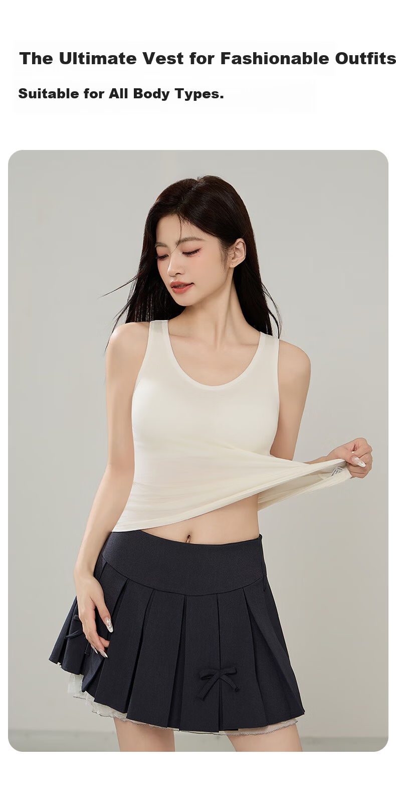 Seamless U-Neck Tank Top for Women Summer No-Bra Slim Fit Skin-Friendly Solid Color Sleeveless T-Shirt 4