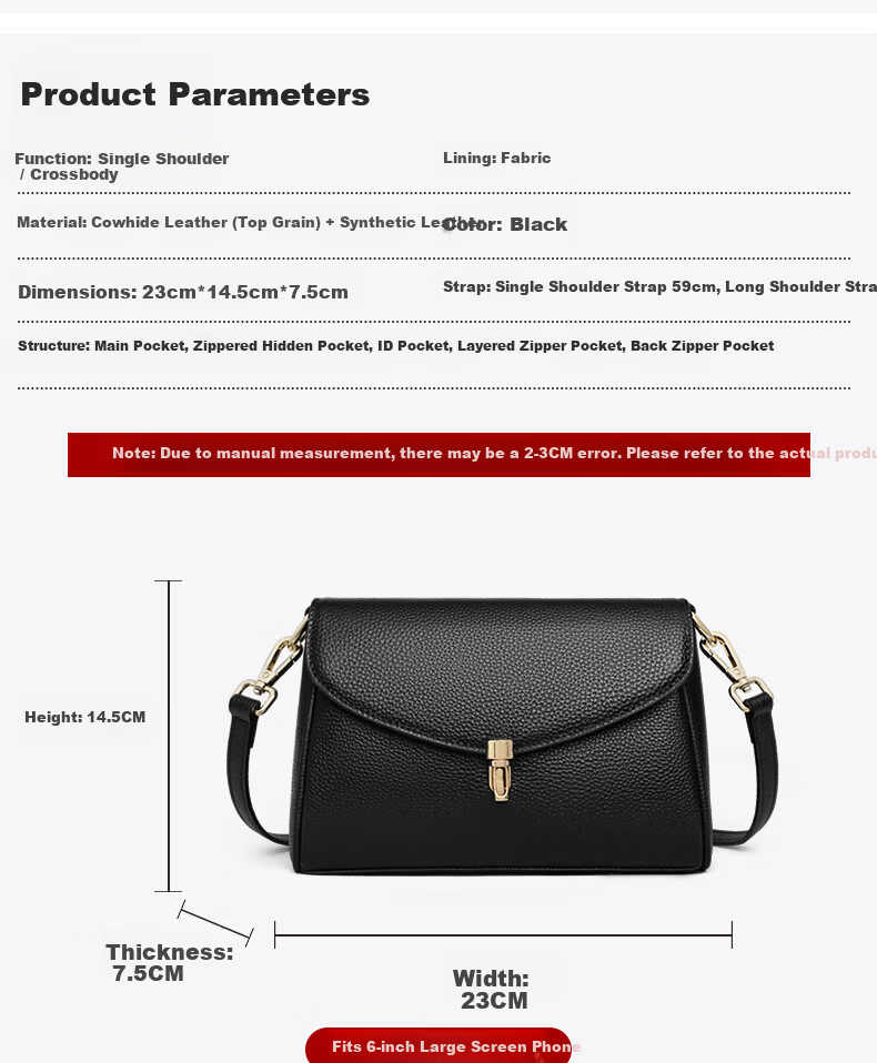 YUYULA Leather Women's Crossbody Bag Mom Bag Middle-aged and Young Luxury Shoulder Bag Birthday Gift High-end Feel for Girlfriend Wife 7