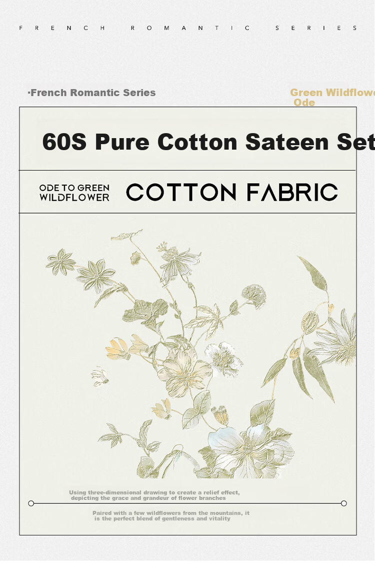 Dohia Home Textiles Pure Cotton 4-Piece Bedding Set 60-Count Cotton Sateen French Style Sheet and Duvet Cover Set 220x240cm with Piped Edges 1