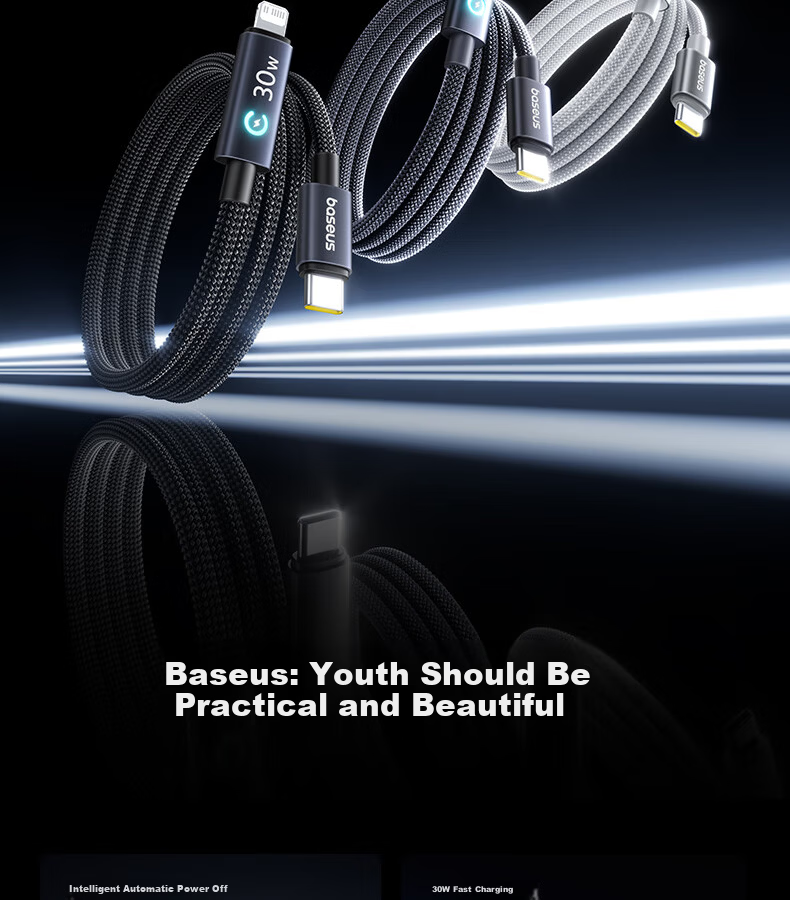 Baseus Apple Charging Cable PD30W/20W Smart Power-Off Data Cable for iPhone 14/13/12 Pro Max/11/XR/8P 1m White 2