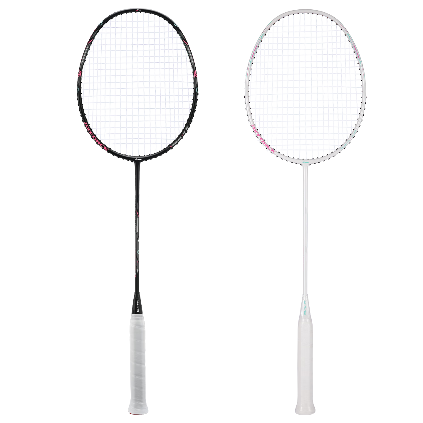 LI-NING Full Carbon Badminton Racket Set Thunder Small Cannon 5U White vs Thunder EX Black 5U Pre-Strung