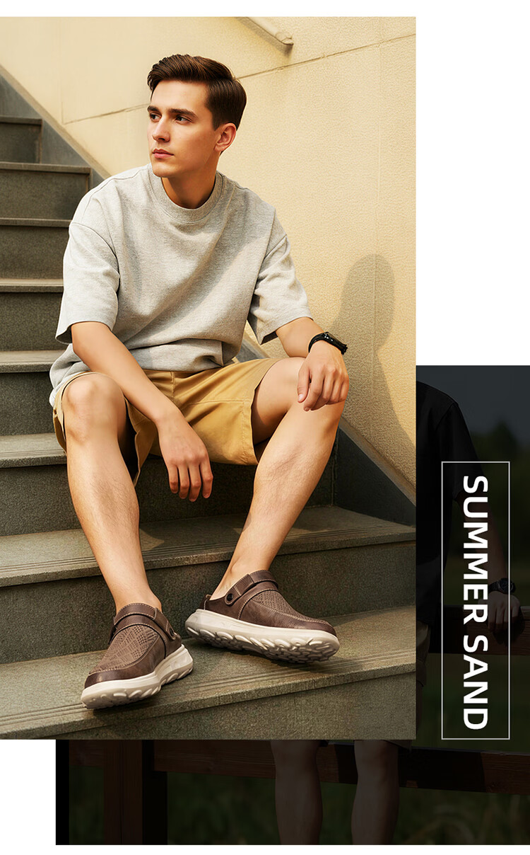 Bull Family Men's Summer New Breathable Hollow Toe Sandals Versatile Slippers Men's Mesh Beach Shoes Two-Way Clog Shoes 4