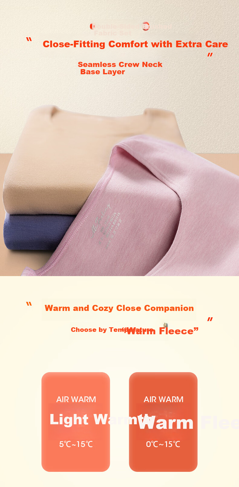 Me feeling Women's Acrylic Thermal Warm Fleece-Lined Antibacterial Winter Base Layer Set for Middle-Aged and Elderly 2