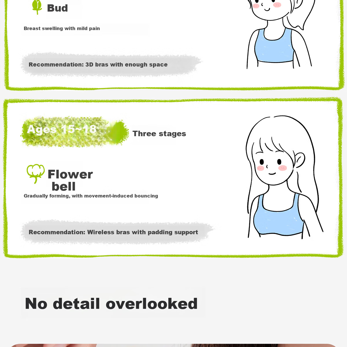 COCO SMART Underwear for Girls 12-16 Years Old, Teen Camisole Vest, Youth Stage Two High School Sports Bra 19