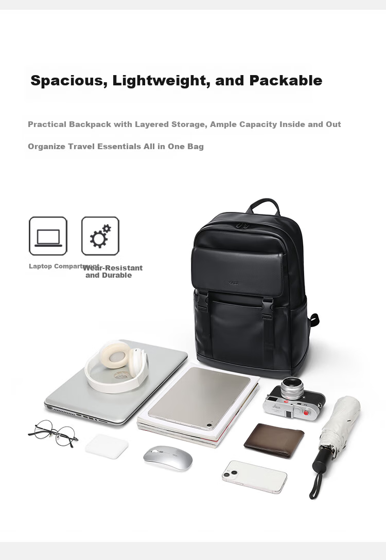 GOLF Men's Travel Backpack Unisex 15.6/16 Inch Laptop Student School Bag Soft Leather Business Backpack 10
