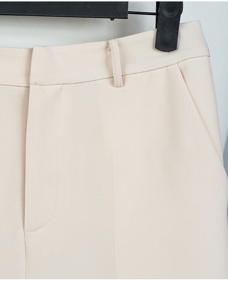 ROEYSHOUSE Women's High-End Commuter Suit Straight-Leg Pants Summer Professional High-Waist Wide-Leg Trousers 08254 Apricot M 10