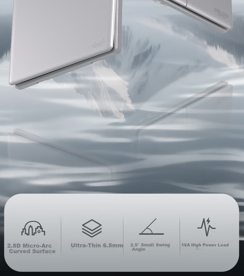 DELIXI 86-Type Ultra-Thin Matte Large Panel 260 Galaxy Gray Single-Gang Single-Control Switch Socket Panel 3