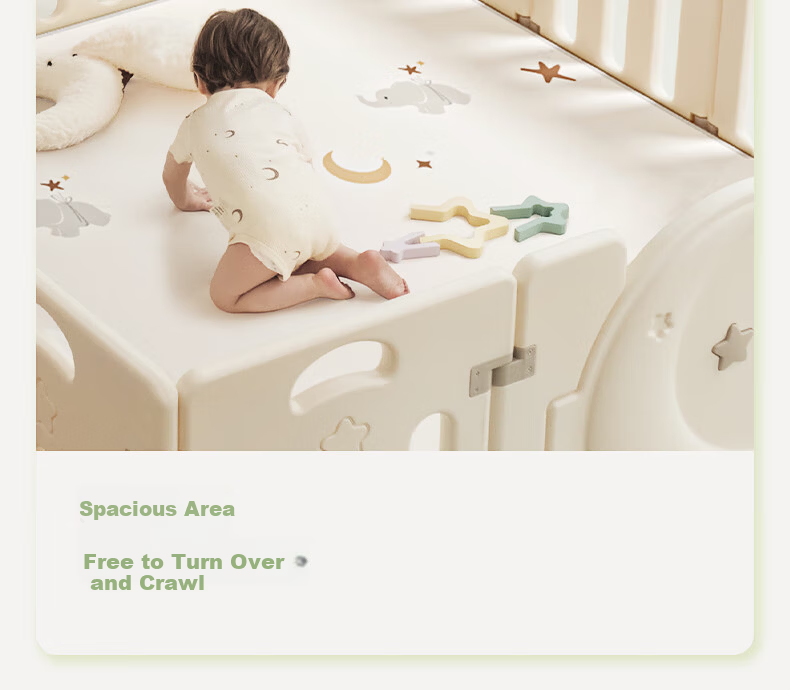 BG-BABYGO Star Moon Playpen Baby Indoor Floor Mat Protective Fence Living Room Baby Gift 11