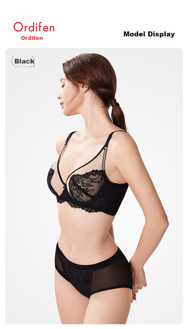 Ordifen Women's Ultra-Thin Lace Sexy Slimming Boyshort Bra Set XB4318 15