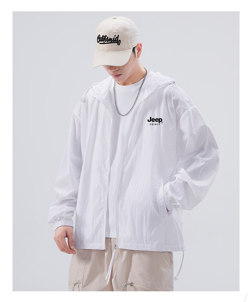 JEEP SPIRIT Men's Summer New Ice Silk Lightweight Sunscreen Jacket Large Size Men's Clothing Coat ZH7777 Cement Gray 4XL 34